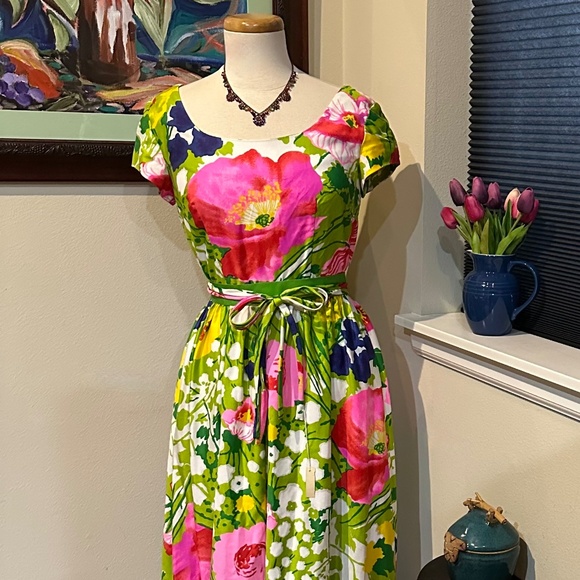 Englantine Rose Floral Print Long Gown / Maxi Dress by Bergdorf Goodman -  S - Picture 4 of 16